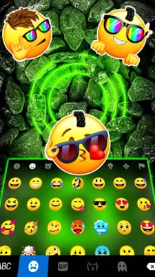 Green Neon Stones Keyboard Bac android App screenshot 2